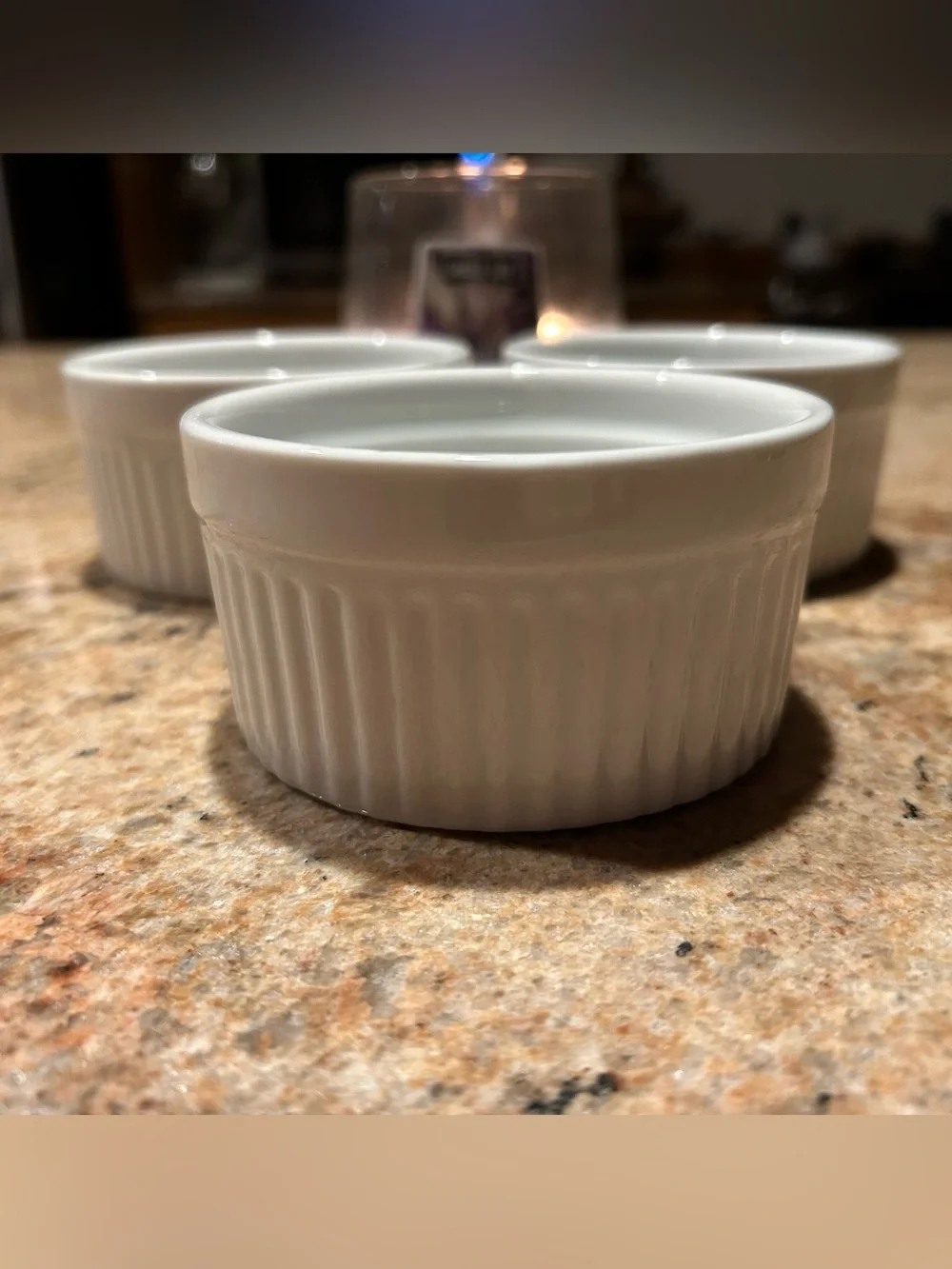 HIC White Fine China Porcelain Ramekin Set of 3 w/Classic Fluted Design 6 oz